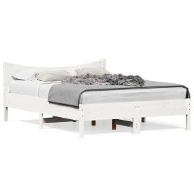 Solid white pine wood bed frame 120x200 cm by , Beds and slatted bases - Ref: Foro24-844730, Price: 119,17 €, Discount: %