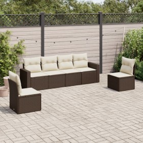 6-teilige Gartensofagarnitur und braune synthetische Rattankissen von , Gartensets - Ref: Foro24-3218803, Preis: 395,60 €, Ra...