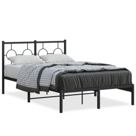 Bed frame with black metal headboard 120x190 cm by , Beds and slatted bases - Ref: Foro24-376223, Price: 89,99 €, Discount: %