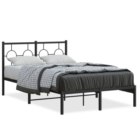 Estructura de cama con cabecero metal negro 120x190 cm de , Camas y somieres - Ref: Foro24-376223, Precio: 90,13 €, Descuento: %