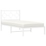 Metal bed frame with white headboard 90x200 cm by , Beds and slatted bases - Ref: Foro24-376268, Price: 70,23 €, Discount: %