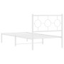 Estructura de cama de metal con cabecero blanco 90x200 cm de , Camas y somieres - Ref: Foro24-376268, Precio: 70,23 €, Descue...