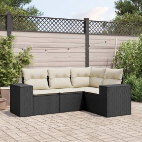 4-piece garden sofa set with black synthetic rattan cushions by , Garden sets - Ref: Foro24-3254843, Price: 296,99 €, Discoun...