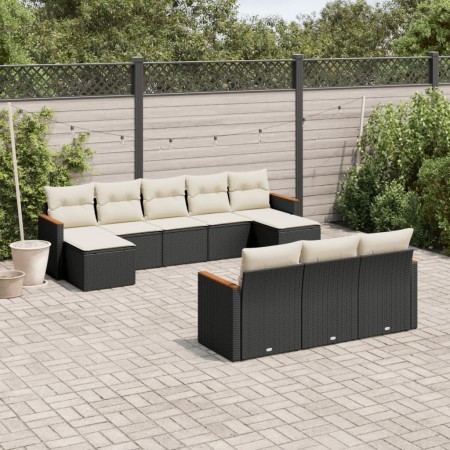 Gartensofa-Set 10-teilig mit schwarzen synthetischen Rattankissen von , Gartensets - Ref: Foro24-3258815, Preis: 619,58 €, Ra...