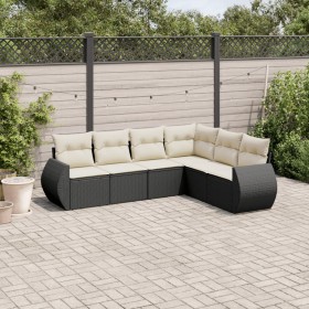 6-teiliges Gartensofa-Set und schwarze synthetische Rattankissen von , Gartensets - Ref: Foro24-3253743, Preis: 409,46 €, Rab...