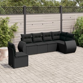 6-teiliges Gartensofa-Set und schwarze synthetische Rattankissen von , Gartensets - Ref: Foro24-3253762, Preis: 417,21 €, Rab...