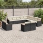 Garden sofa and cushion set 13 pieces black synthetic rattan by , Garden sets - Ref: Foro24-3258927, Price: 855,34 €, Discoun...