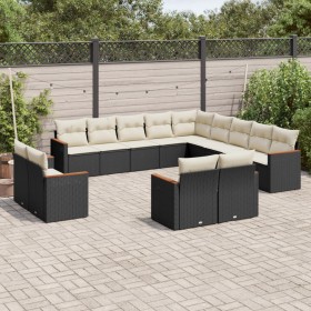 Garden sofa and cushion set 13 pieces black synthetic rattan by , Garden sets - Ref: Foro24-3258927, Price: 850,99 €, Discoun...