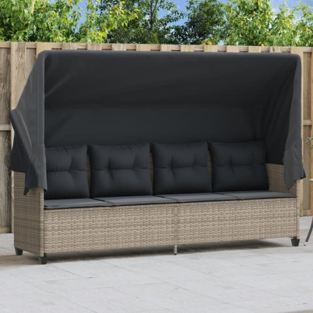 Sonnenliege mit Verdeck und hellgrauen synthetischen Rattankissen von , Liegen - Ref: Foro24-368340, Preis: 248,23 €, Rabatt: %