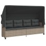 Sun lounger with hood and light gray synthetic rattan cushions by , Loungers - Ref: Foro24-368340, Price: 248,23 €, Discount: %