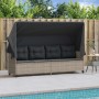 Sun lounger with hood and light gray synthetic rattan cushions by , Loungers - Ref: Foro24-368340, Price: 248,23 €, Discount: %