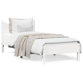 Solid white pine wood bed frame 75x190 cm by , Beds and slatted bases - Ref: Foro24-844758, Price: 83,99 €, Discount: %