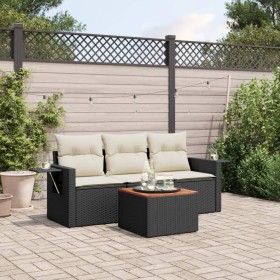 4-teilige Gartensofagarnitur mit schwarzen synthetischen Rattankissen von , Gartensets - Ref: Foro24-3256763, Preis: 263,37 €...