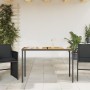 Garden table black PE rattan wooden surface 115x54x74 cm by , Garden tables - Ref: Foro24-365077, Price: 83,78 €, Discount: %