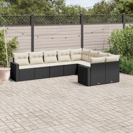 Set de sofás de jardín 8 piezas y cojines ratán sintético negro de , Sofás modulares de exterior - Ref: Foro24-3251773, Preci...