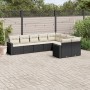 8-teiliges Gartensofa-Set und schwarze synthetische Rattankissen von , Modulare Sofas für den Außenbereich - Ref: Foro24-3251...