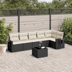 7-teiliges Garten-Essset und schwarze Kissen aus synthetischem Rattan von , Gartensets - Ref: Foro24-3252533, Preis: 459,40 €...