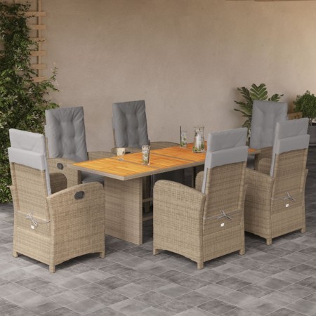 7-teiliges Garten-Essset mit beigen Kissen aus synthetischem Rattan von , Gartensets - Ref: Foro24-3212510, Preis: 1,00 €, Ra...