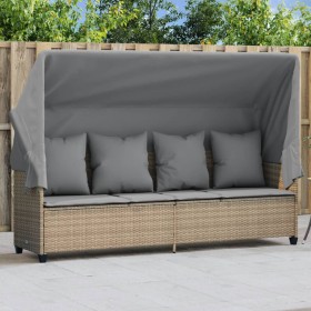 Liege mit Verdeck und beigen synthetischen Rattankissen von , Liegen - Ref: Foro24-368356, Preis: 272,99 €, Rabatt: %