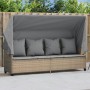 Sun lounger with hood and beige synthetic rattan cushions by , Loungers - Ref: Foro24-368356, Price: 272,63 €, Discount: %