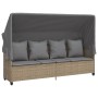 Sun lounger with hood and beige synthetic rattan cushions by , Loungers - Ref: Foro24-368356, Price: 272,63 €, Discount: %