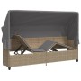 Sun lounger with hood and beige synthetic rattan cushions by , Loungers - Ref: Foro24-368356, Price: 272,63 €, Discount: %