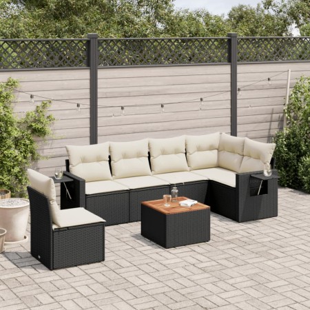 7-teiliges Garten-Essset und schwarze Kissen aus synthetischem Rattan von , Gartensets - Ref: Foro24-3256917, Preis: 429,15 €...