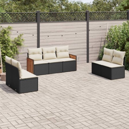 7-teiliges Garten-Essset und schwarze Kissen aus synthetischem Rattan von , Gartensets - Ref: Foro24-3259956, Preis: 411,56 €...