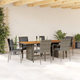 Garden dining set 7 pieces and gray synthetic rattan cushions by , Garden sets - Ref: Foro24-3213500, Price: 547,57 €, Discou...