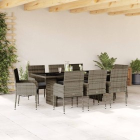 Garten-Essgruppe 9-teilig und graue synthetische Rattankissen von , Gartensets - Ref: Foro24-3213509, Preis: 560,57 €, Rabatt: %