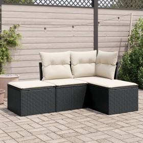 4-teilige Gartensofagarnitur mit schwarzen synthetischen Rattankissen von , Gartensets - Ref: Foro24-3249315, Preis: 230,01 €...