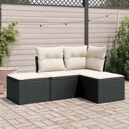 4-teilige Gartensofagarnitur mit schwarzen synthetischen Rattankissen von , Gartensets - Ref: Foro24-3249315, Preis: 238,48 €...