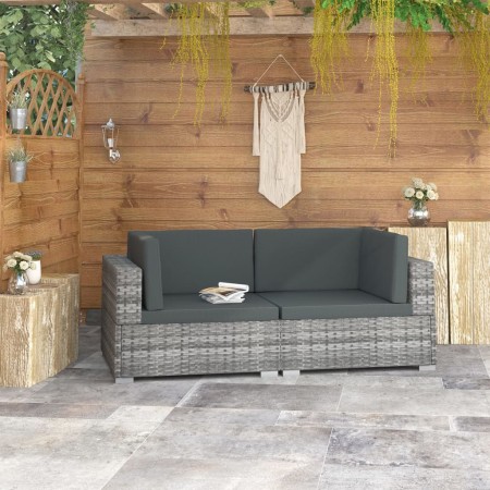 Corner sectional seat with cushions 2 pcs gray PE rattan by vidaXL, Modular outdoor sofas - Ref: Foro24-47262, Price: 248,56 ...