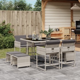 Garden dining set 9 pieces with light gray synthetic rattan cushions by , Garden sets - Ref: Foro24-3211319, Price: 398,76 €,...