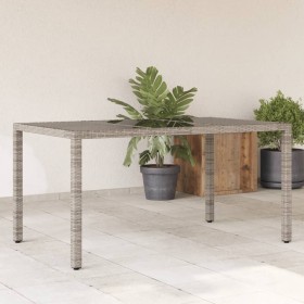 Garden table glass surface PE rattan gray 150x90x75 cm by , Garden tables - Ref: Foro24-365532, Price: 159,68 €, Discount: %