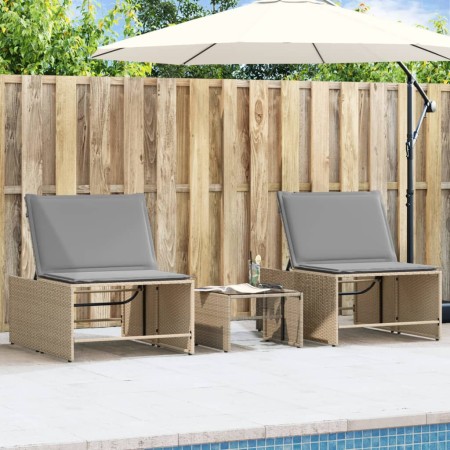 Sonnenliegen mit Tisch 2 Einheiten beige synthetisches Rattan von , Liegen - Ref: Foro24-368425, Preis: 180,34 €, Rabatt: %