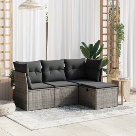 4-teiliges Gartensofa-Set und graue synthetische Rattankissen von , Gartensets - Ref: Foro24-3263116, Preis: 254,08 €, Rabatt: %