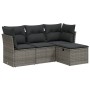 4-piece garden sofa set and gray synthetic rattan cushions by , Garden sets - Ref: Foro24-3263116, Price: 254,08 €, Discount: %