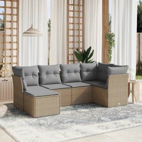 Gartensofa-Set mit beigem Kissenmix, 6-teilig, PE-Rattan von , Gartensets - Ref: Foro24-3263175, Preis: 391,86 €, Rabatt: %