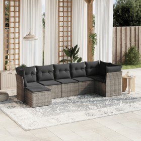 7-piece garden sofa set with gray PE rattan cushions by , Garden sets - Ref: Foro24-3263196, Price: 448,37 €, Discount: %