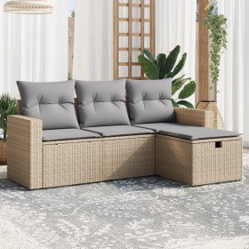 Gartensofa-Set mit beigem Kissenmix, 4-teilig aus PE-Rattan von , Gartensets - Ref: Foro24-3263445, Preis: 276,91 €, Rabatt: %