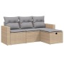 Gartensofa-Set mit beigem Kissenmix, 4-teilig aus PE-Rattan von , Gartensets - Ref: Foro24-3263445, Preis: 275,81 €, Rabatt: %