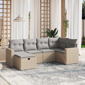 Gartensofa-Set mit beigem Kissenmix, 6-teilig, PE-Rattan von , Gartensets - Ref: Foro24-3263485, Preis: 419,16 €, Rabatt: %