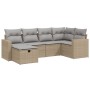 Gartensofa-Set mit beigem Kissenmix, 6-teilig, PE-Rattan von , Gartensets - Ref: Foro24-3263485, Preis: 414,81 €, Rabatt: %