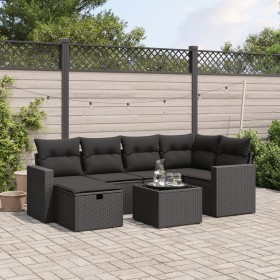 7-teiliges Garten-Essset und schwarze Kissen aus synthetischem Rattan von , Gartensets - Ref: Foro24-3263491, Preis: 436,94 €...