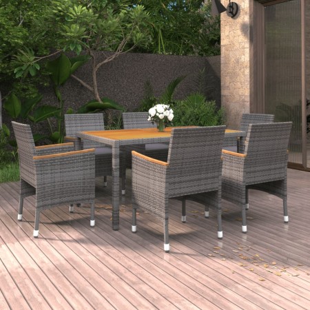 Juego de comedor de jardín 7 piezas ratán sintético gris de vidaXL, Conjuntos de jardín - Ref: Foro24-3058437, Precio: 451,87...