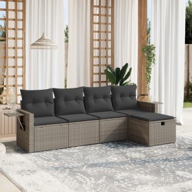 Gartensofa-Set mit Kissen, 5-teilig, graues synthetisches Rattan von , Gartensets - Ref: Foro24-3263776, Preis: 326,43 €, Rab...