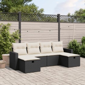 6-teiliges Gartensofa-Set und schwarze synthetische Rattankissen von , Gartensets - Ref: Foro24-3263542, Preis: 346,83 €, Rab...