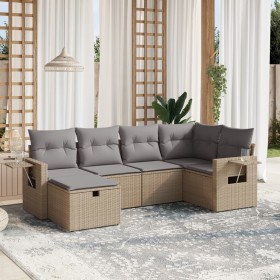 Gartensofa-Set mit beigem Kissenmix, 6-teilig, PE-Rattan von , Gartensets - Ref: Foro24-3263795, Preis: 420,45 €, Rabatt: %