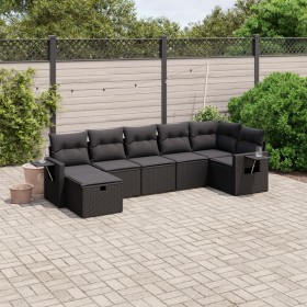 7-teiliges Garten-Essset und schwarze Kissen aus synthetischem Rattan von , Gartensets - Ref: Foro24-3263811, Preis: 461,52 €...